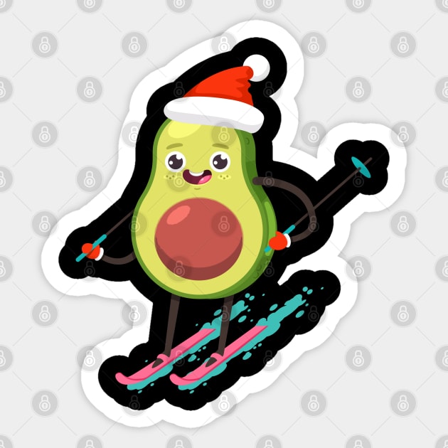 Christmas Avocado Ski Sticker by AdeShirts